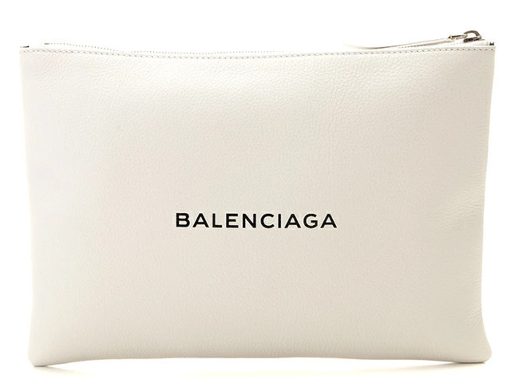 Balenciaga Clip Clutch Bag Calfskin White